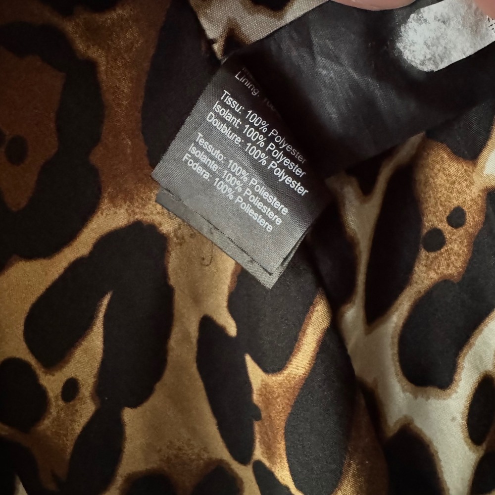 Gorski Apres-Ski Black Quilted Puffer Jacket Leopard Lining Made in Italy Hooded - Picture 6 of 6